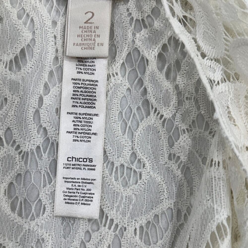 Chicos Cream and Beige crochet lace Sleeveless vest Chicos Size 2 (L/12) - Picture 8 of 8